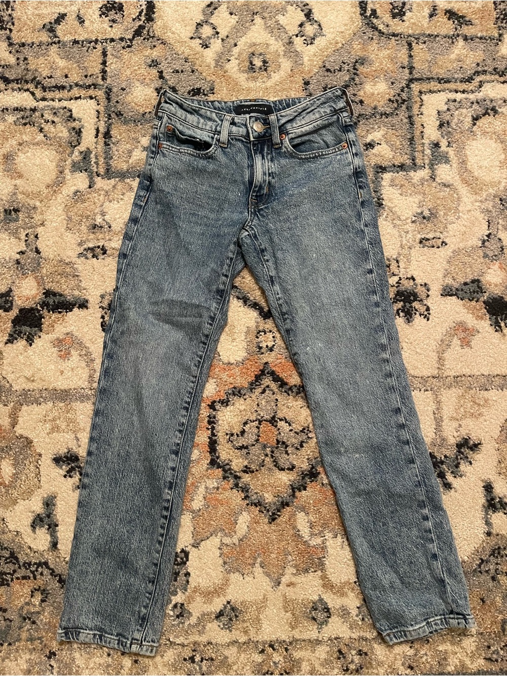 Aeropostale Women's Blue High-Rise Straight Jeans